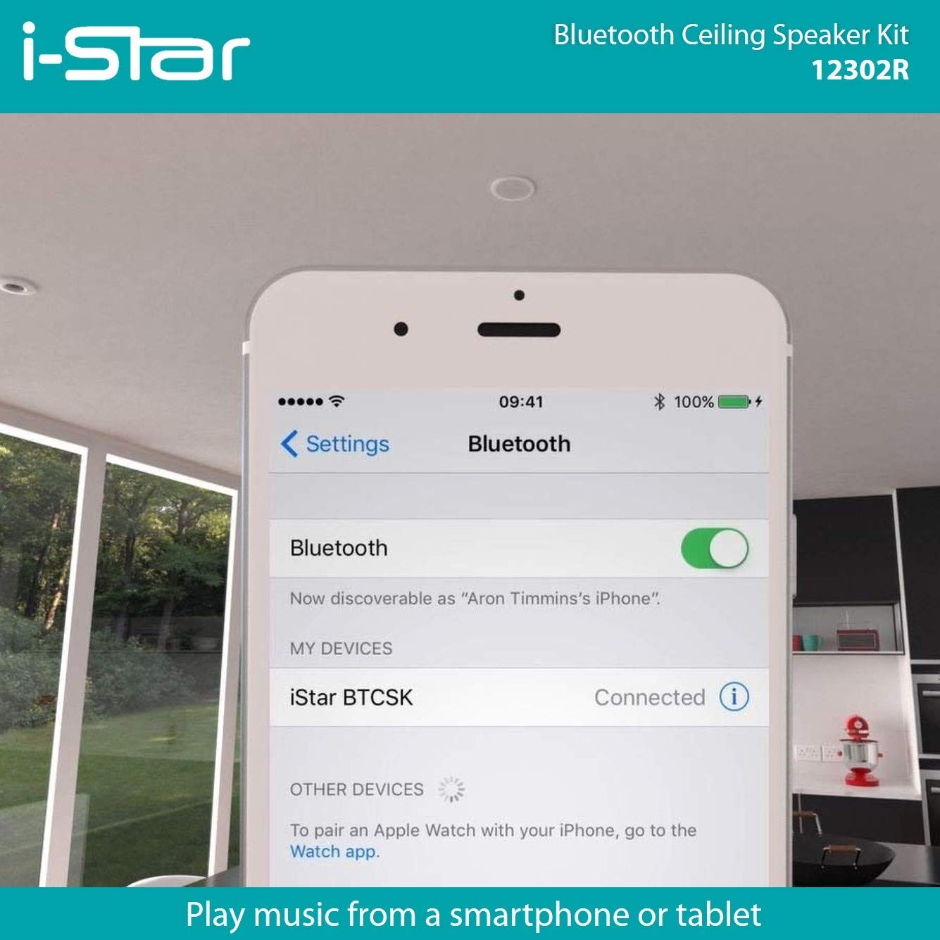 i-Star Built-in Bluetooth Ceiling Speaker Complete Kit - Wireless In-Ceiling Audio System for Home Theater, Office & Background Music