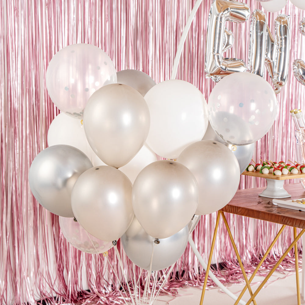 Balloonify Silver Confetti Balloon Set - 20 Pieces Party Balloons for Birthday, Wedding & Baby Shower Decorations - 1 Count Box