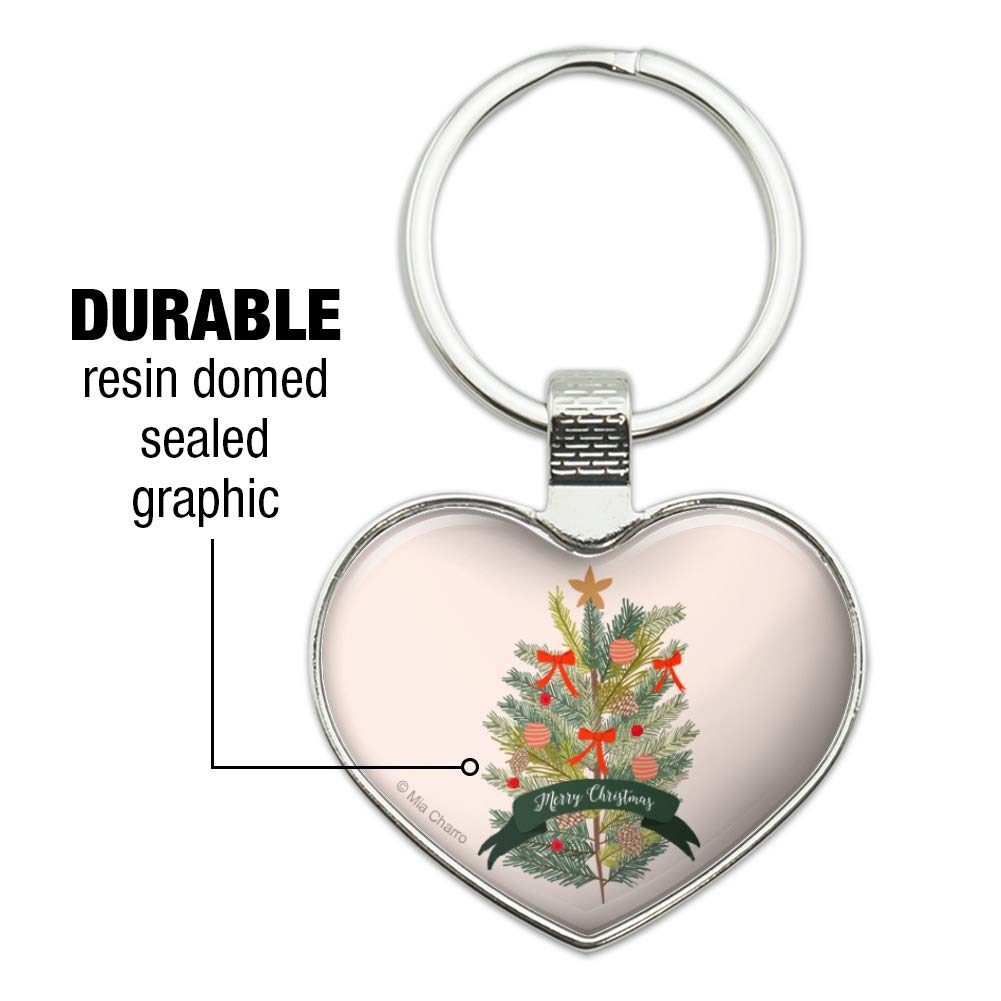 Christmas Tree Keychain - Heart Love Metal Key Ring for Holiday Gifts, Party Favors & Home Decor