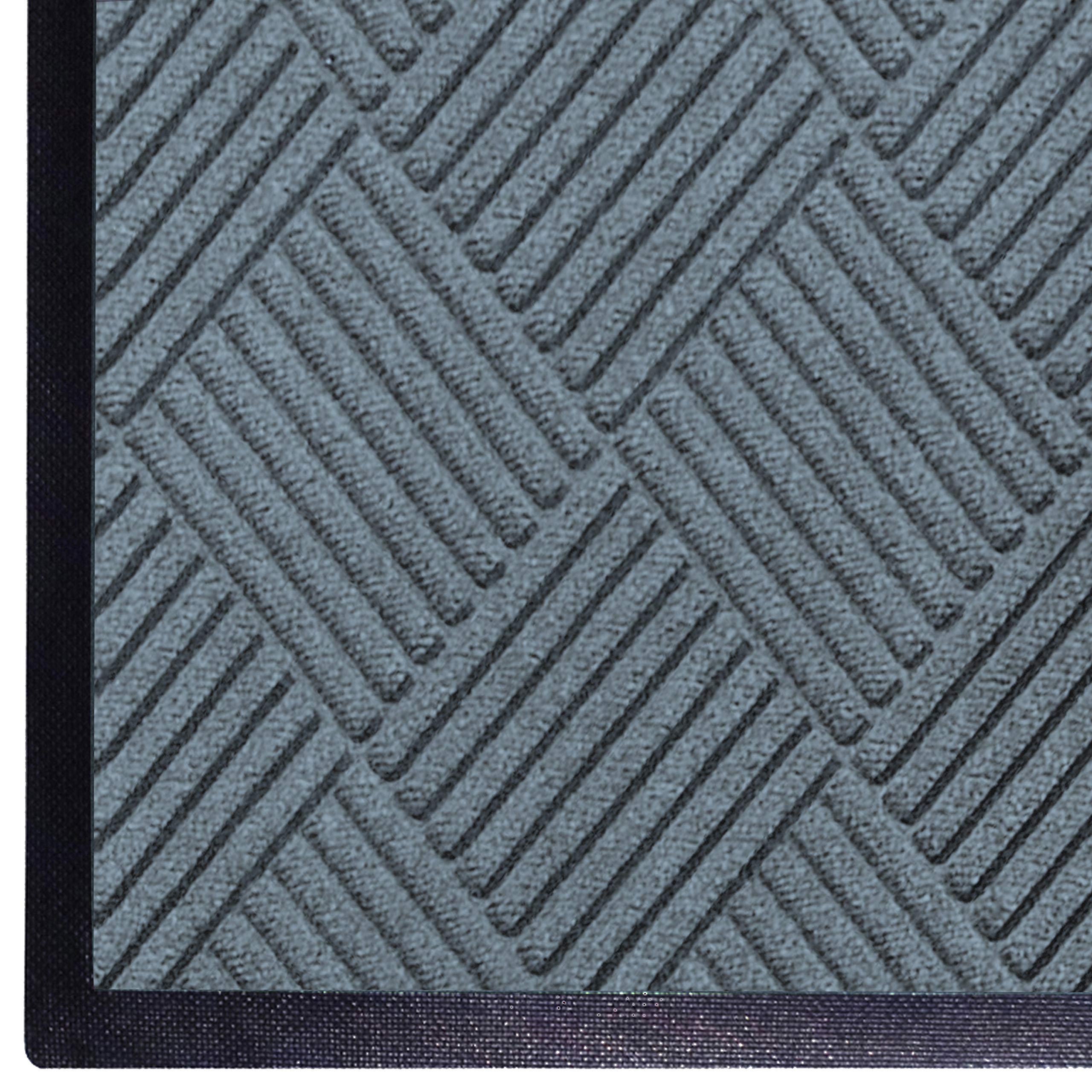 WaterHog Diamond Commercial-Grade Entrance Mat with Rubber Border – Indoor/Outdoor Quick-Drying Stain-Resistant Doormat (Bluestone, 4' x 12') for High-Traffic Entries, Mudrooms & Wet Weather Protection