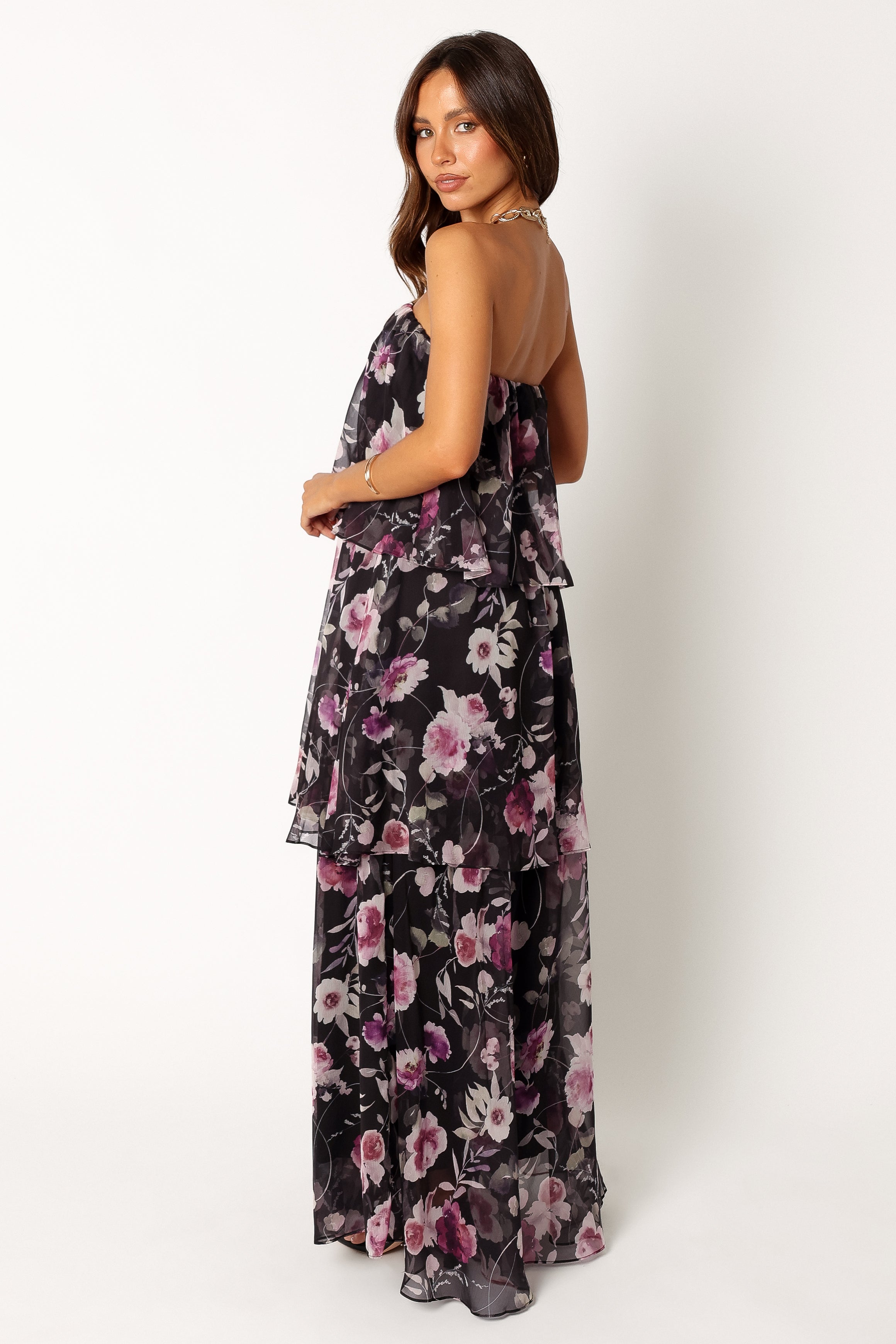 Bloom Strapless Maxi Dress - Black Floral Print Summer Beach Dress for Women | Perfect for Vacations, Weddings & Date Nights