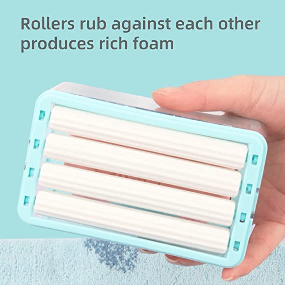 SR 2-in-1 Bar Soap Roller Dispenser & Soap Dish with Drain Holes - Portable Multifunctional Soap Holder for Bathroom, Kitchen, Travel (Pack of 1) - Perfect for Sink Countertop, Shower, and Camping Use