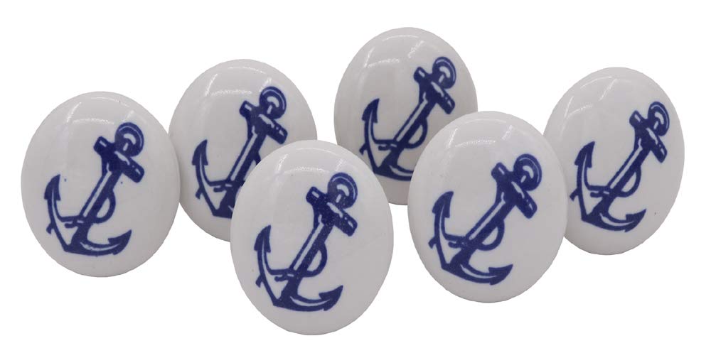 THDC Nautical Anchor with Rope Drawer Pulls - Set of 6 Cabinet Knobs for Kitchen, Bathroom & Furniture - Vintage Brass Hardware for Drawers, Doors & Cabinets - Perfect for Coastal, Beach House & Marine Decor