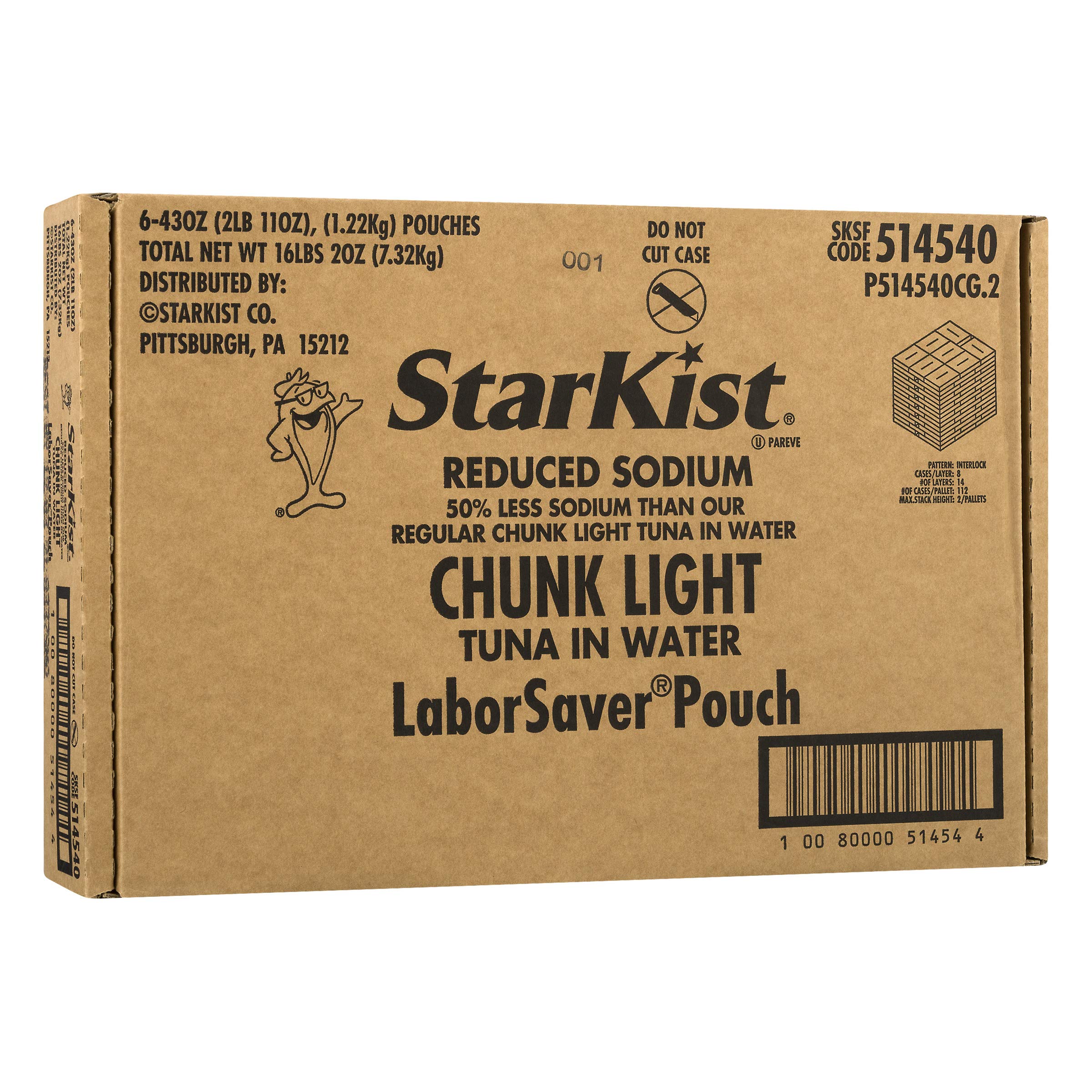 StarKist Reduced Sodium Chunk Light Tuna in Water - 43 oz Pouch (Pack of 6) | Healthy Low Sodium Canned Tuna Fish | Perfect for Salads, Sandwiches & Meal Prep