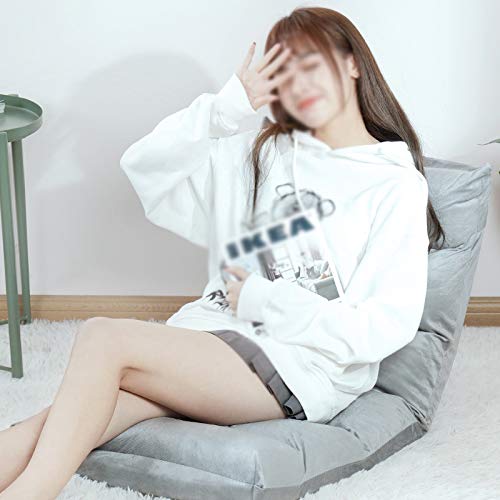 Adjustable Memory Foam Floor Chair - Foldable Gaming & Recliner Sofa for Adults - Ergonomic Back Support - Gray Eight Grid Design - Perfect for Gaming, Reading & Relaxing at Home