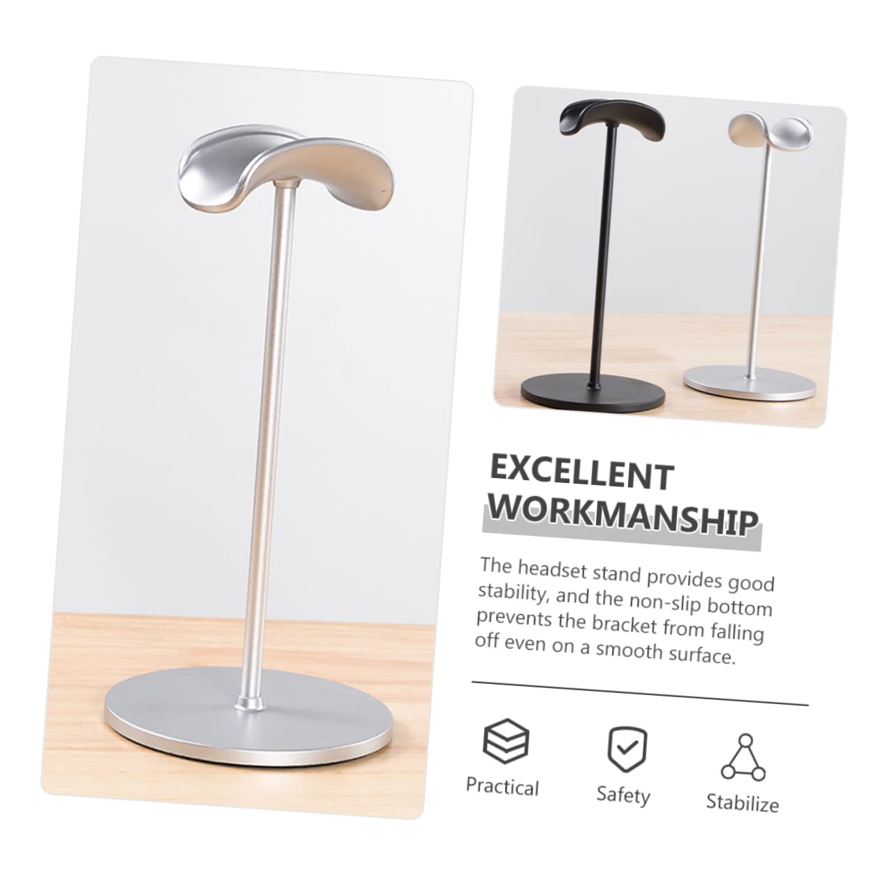 IMIKEYA 2-Pack Mini Headphone Stand - Durable Gaming Desk Headset Holder with Phone Stand | Perfect for Gaming Setup, Office & Home Organization