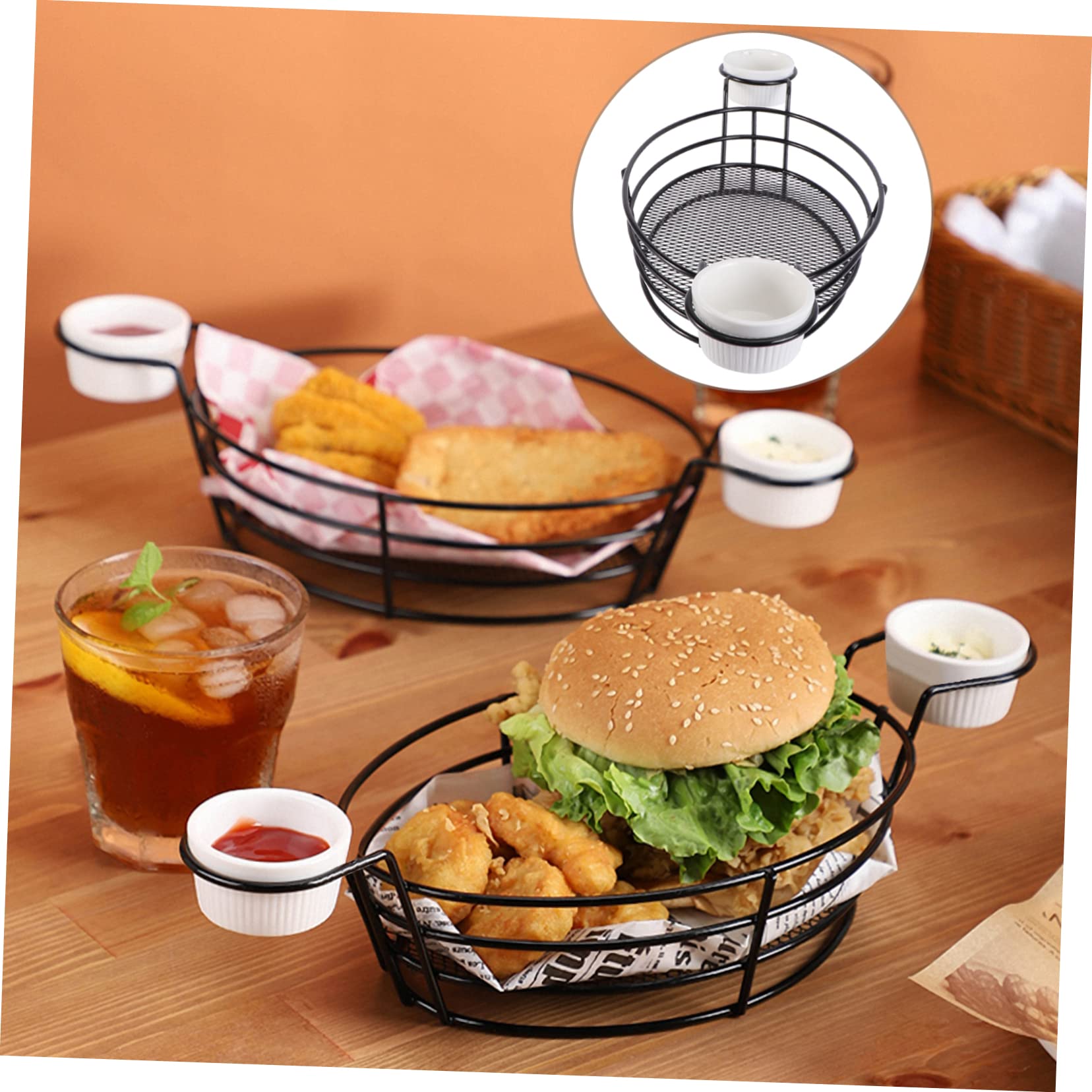 Cabilock Metal Fry Basket Set with Sauce Cup - Kitchen & Restaurant Use