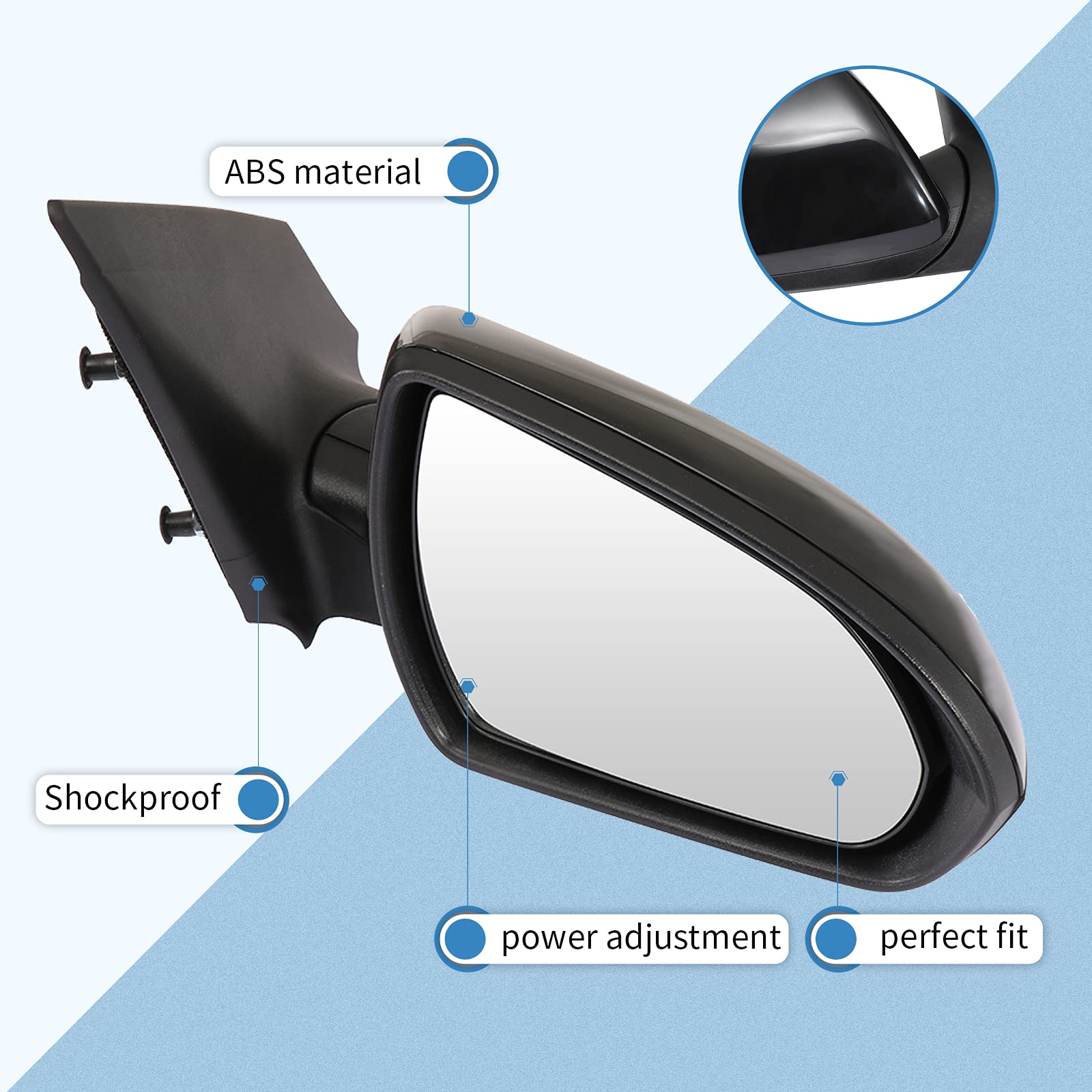 ECCPP Replacement Exterior Mirrors for 2017-2018 Hyundai Elantra Passenger Side (HY1320224-AUT) - Perfect Fit, Easy Installation for Enhanced Driving Safety
