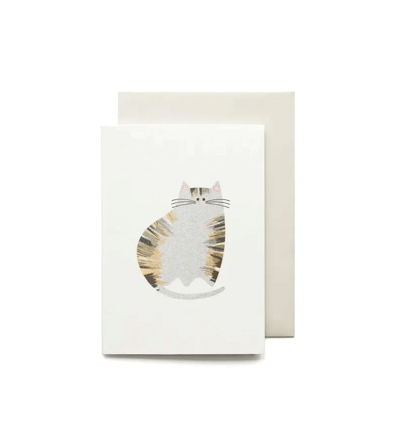 Adorable Tabby Cat Mini Greeting Card by Bobbie Print - Perfect for Birthdays, Thank You Notes & Cat Lover Gifts