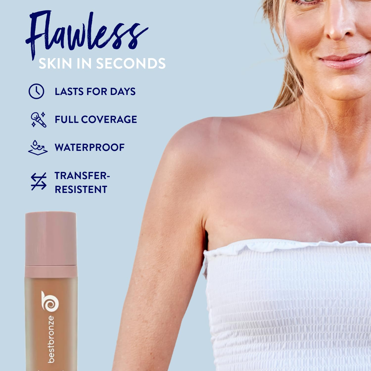 Best Bronze Bombshell Waterproof Body & Leg Makeup Kit - Foundation Brush & Concealer Bundle for Flawless Coverage (NW10) | Perfect for Tan Lines, Scars, Varicose Veins & Special Occasions