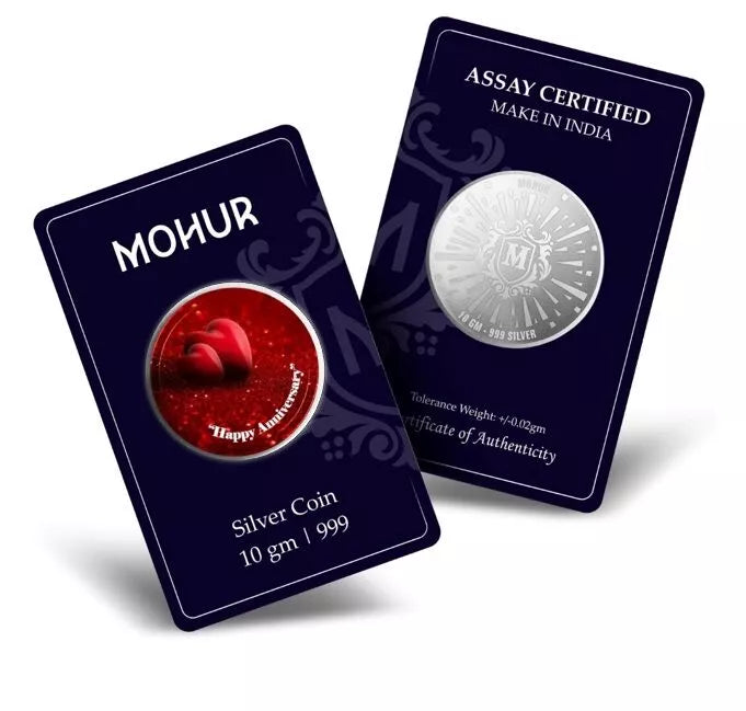 999 Pure Silver Anniversary Coins (Design 40) - Commemorative Gift for Couples, Wedding Anniversary, Collectible Silver Coin for Special Occasions