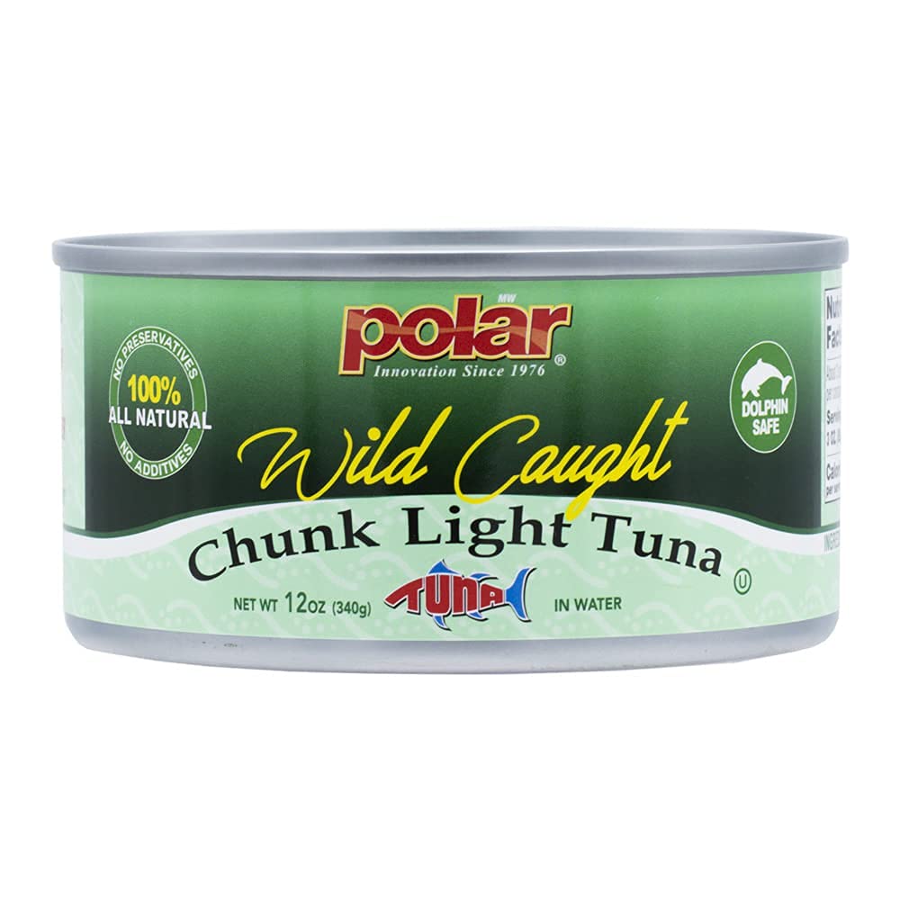 MW Polar All Natural Chunk Light Tuna in Water, 12-Ounce Cans (Pack of 12) - Premium Wild-Caught Tuna for Salads, Sandwiches, and Healthy Meal Prep