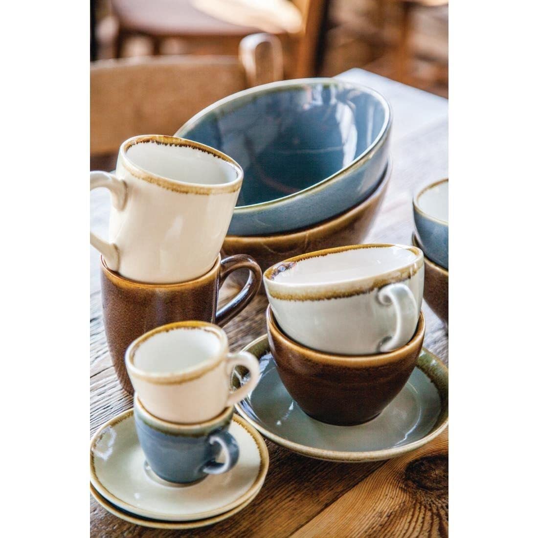 Premium Kiln Espresso Saucer Set - 6-Piece Coffee Tableware with 115mm (4.5