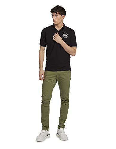 La Martina Miguel Polo Shirt for Men - Classic Black Cotton Short Sleeve Shirt for Golf, Tennis & Casual Wear