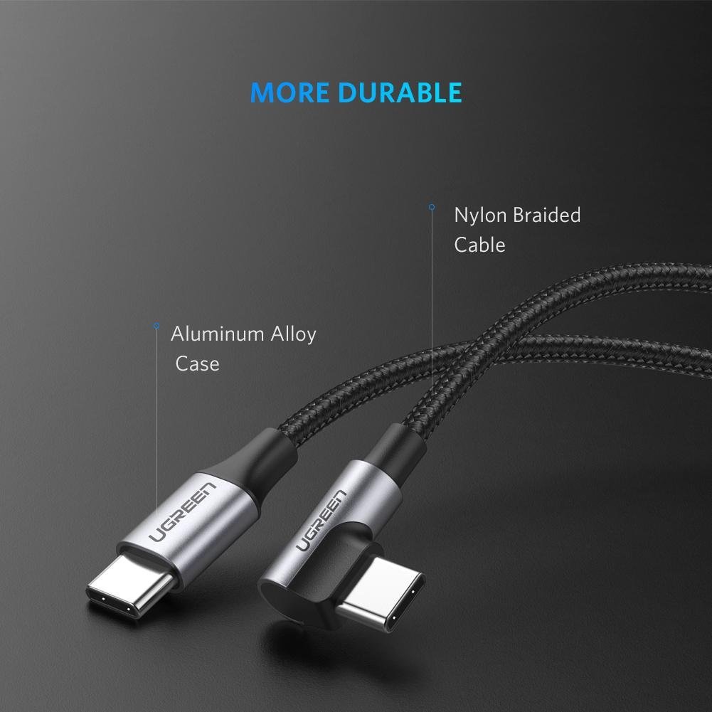 UGREEN 60W USB C Right Angle Charger Cable - Fast Charging & Data Sync for iPhone 15, MacBook, iPad, Samsung Galaxy - Perfect for Home, Office & Travel