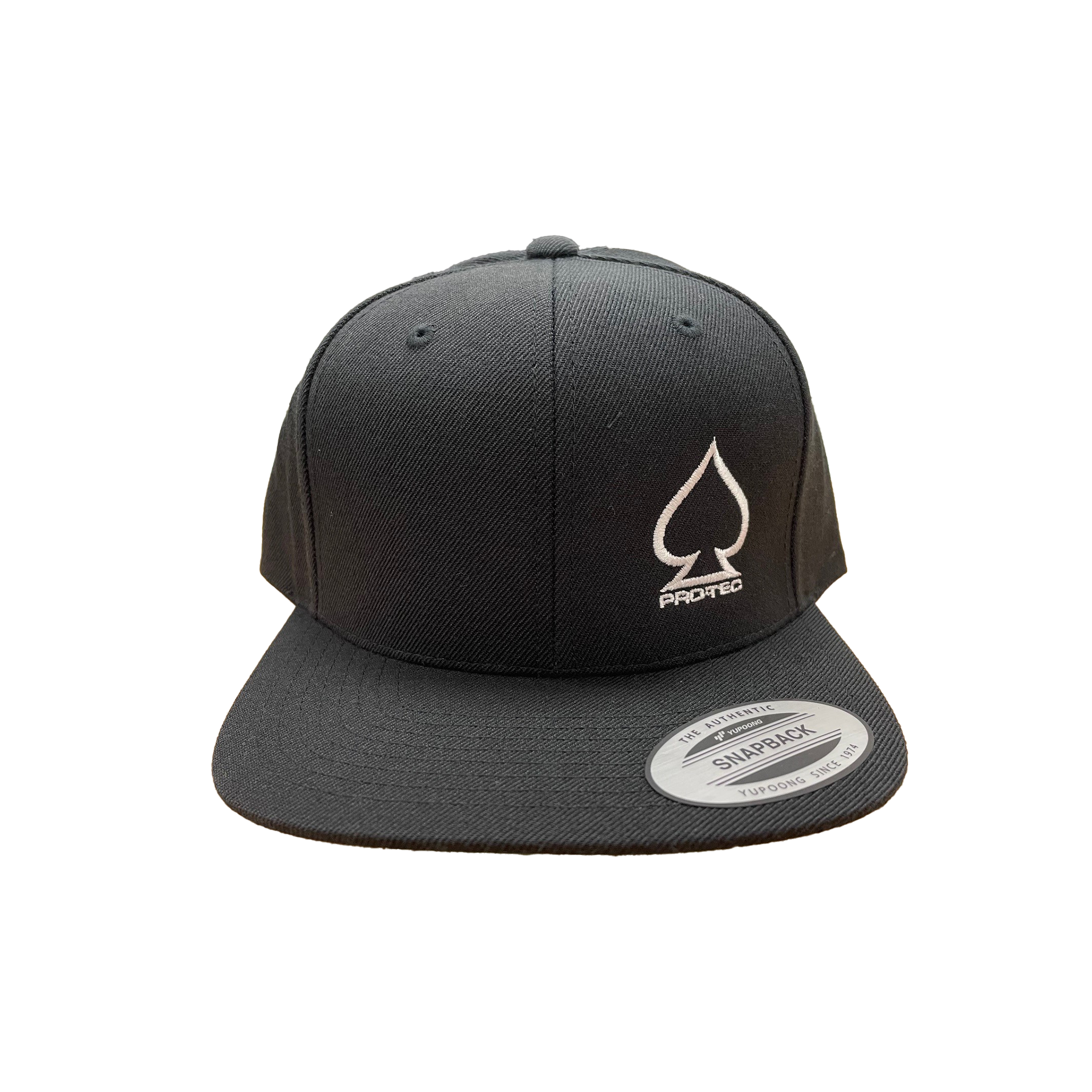Pro Tec Stacked Flat Cap - Black Adjustable Baseball Hat for Men & Women - Perfect for Outdoor Sports, Casual Wear & Sun Protection