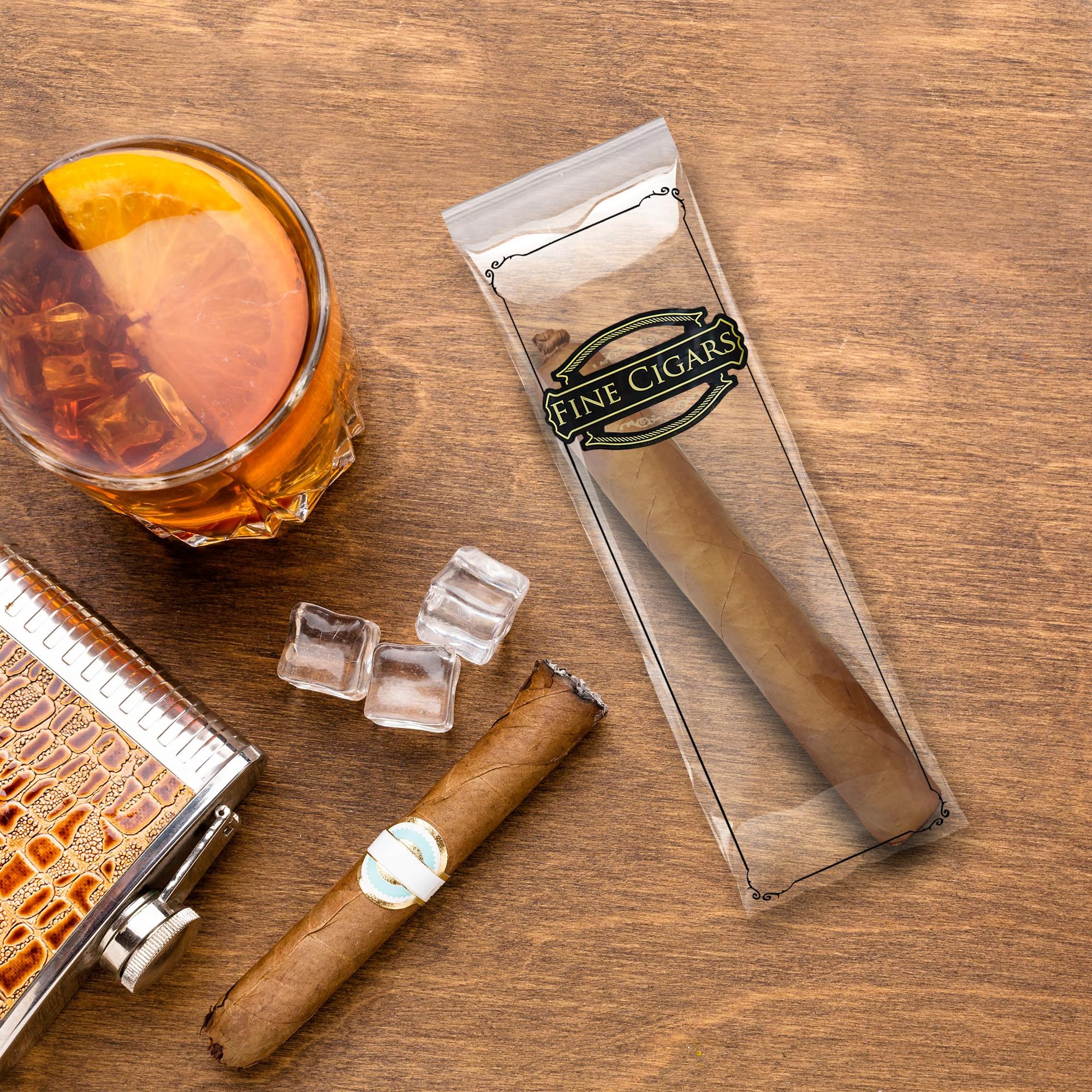 1000 Pack Clear Printed Cigar Bags 3x10 Inches - Reclosable Zipper Plastic Bags for Cigars & Tobacco | 2 Mil Polyethylene Travel Storage | Perfect for Cigar Aficionados, Humidor Storage & On-the-Go Protection