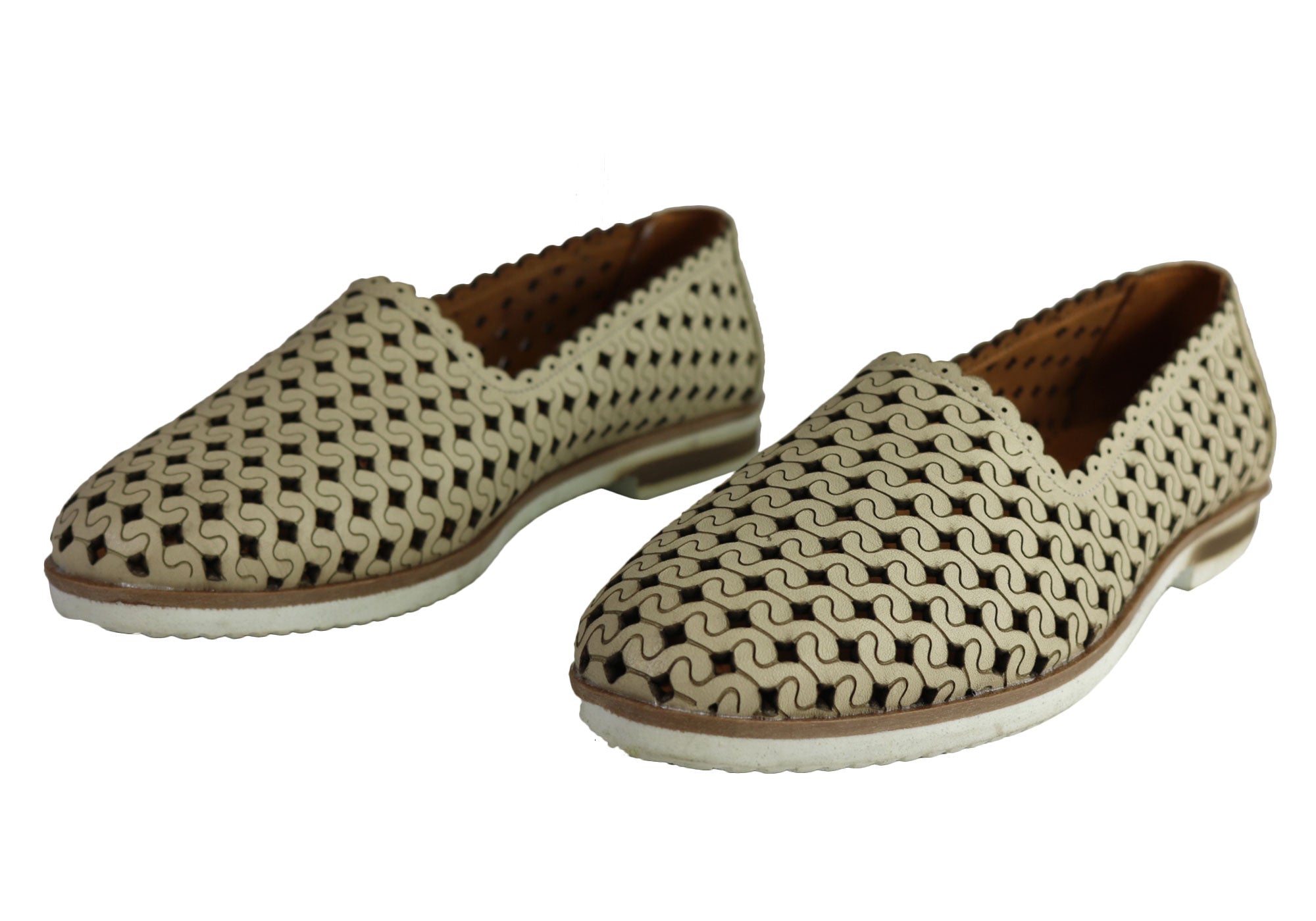 Orizonte Kellie Women's European Beige Leather Comfortable Flat Shoes - Stylish & Comfortable for Work, Travel & Everyday Wear