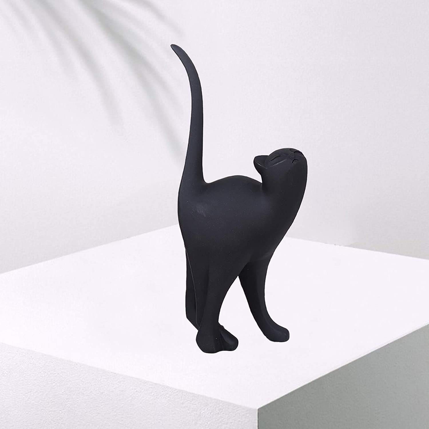 3D Black Cat Figurine Sculpture - Elegant Tail Up Cat Ornament for Home, Hotel, Bookshelf, Car, Cake & Shop Window Decor - Perfect for Gifts, Parties & Themed Events