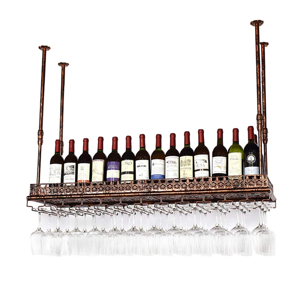Maryaz Rustic Hanging Wine Rack & Glass Holder Wall Shelf - 60x35cm Kitchen Bar Storage Organizer for Wine Cellar, Pantry & Home Decor | Perfect for Small Spaces & Entertaining Guests