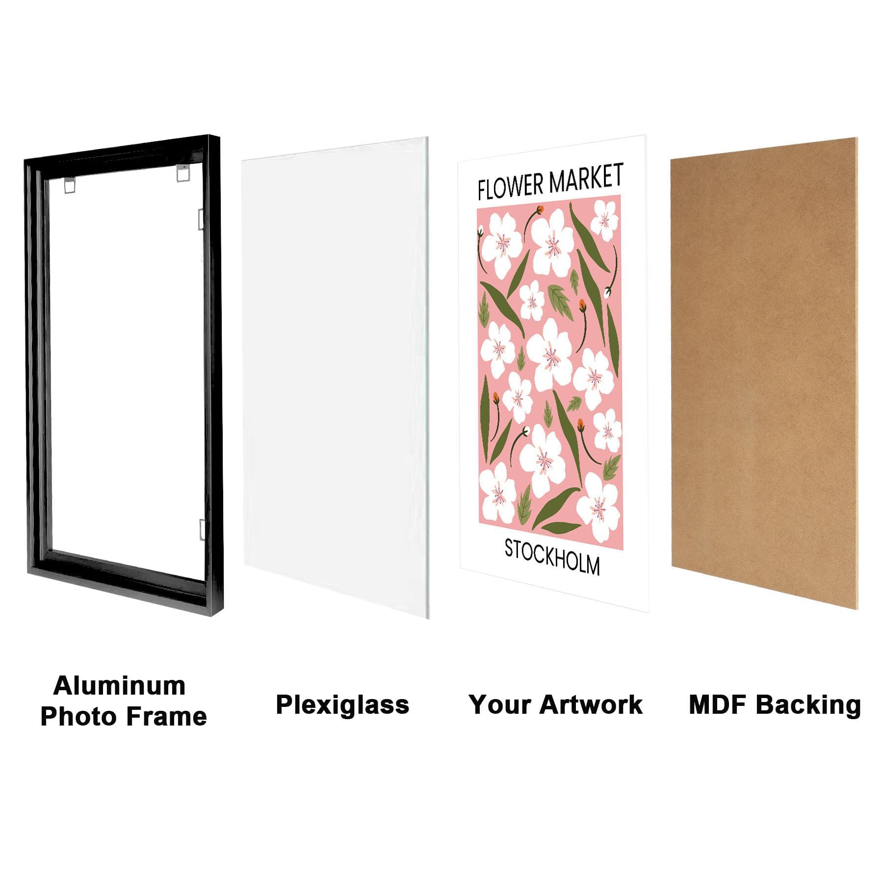 18x38 Inch Black Snap Poster Frame with Plexiglass & Coated Aluminum Profile - Horizontal & Vertical Display (1 Pack) - Perfect for Art Prints, Photos, and Home/Office Decor