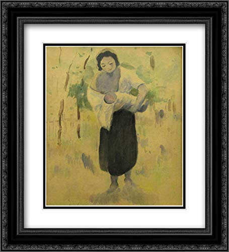 Stefan Luchian 20x22 Black Ornate Framed Museum Art Print with Double Mat - Mother and Baby Painting - Perfect for Nursery, Living Room, or Gift