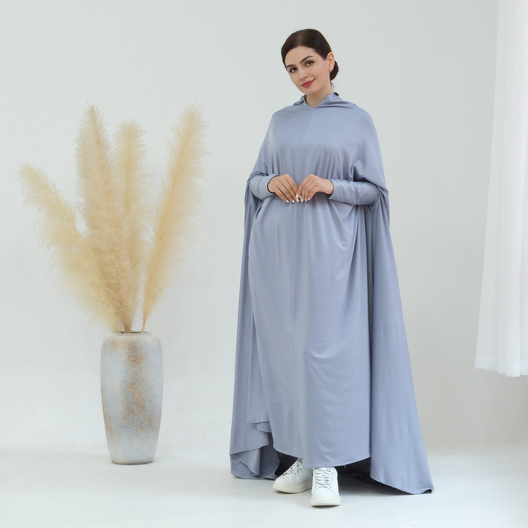 Awra Cape Hijab Combo - Light Gray Modest Muslim Scarf Set for Women | Perfect for Prayer, Daily Wear & Special Occasions