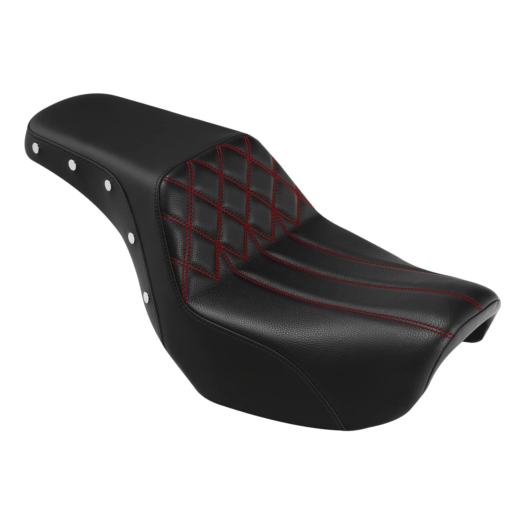 Harley Dyna Wide Glide Low Rider Street Bob Fat Bob FXDF Super Glide Custom FXDC Motorcycle Seat - Driver & Passenger Comfort Seat with Red Stitching (Fits 0617 Switchback Models) - Perfect for Long Rides and Custom Bike Upgrades
