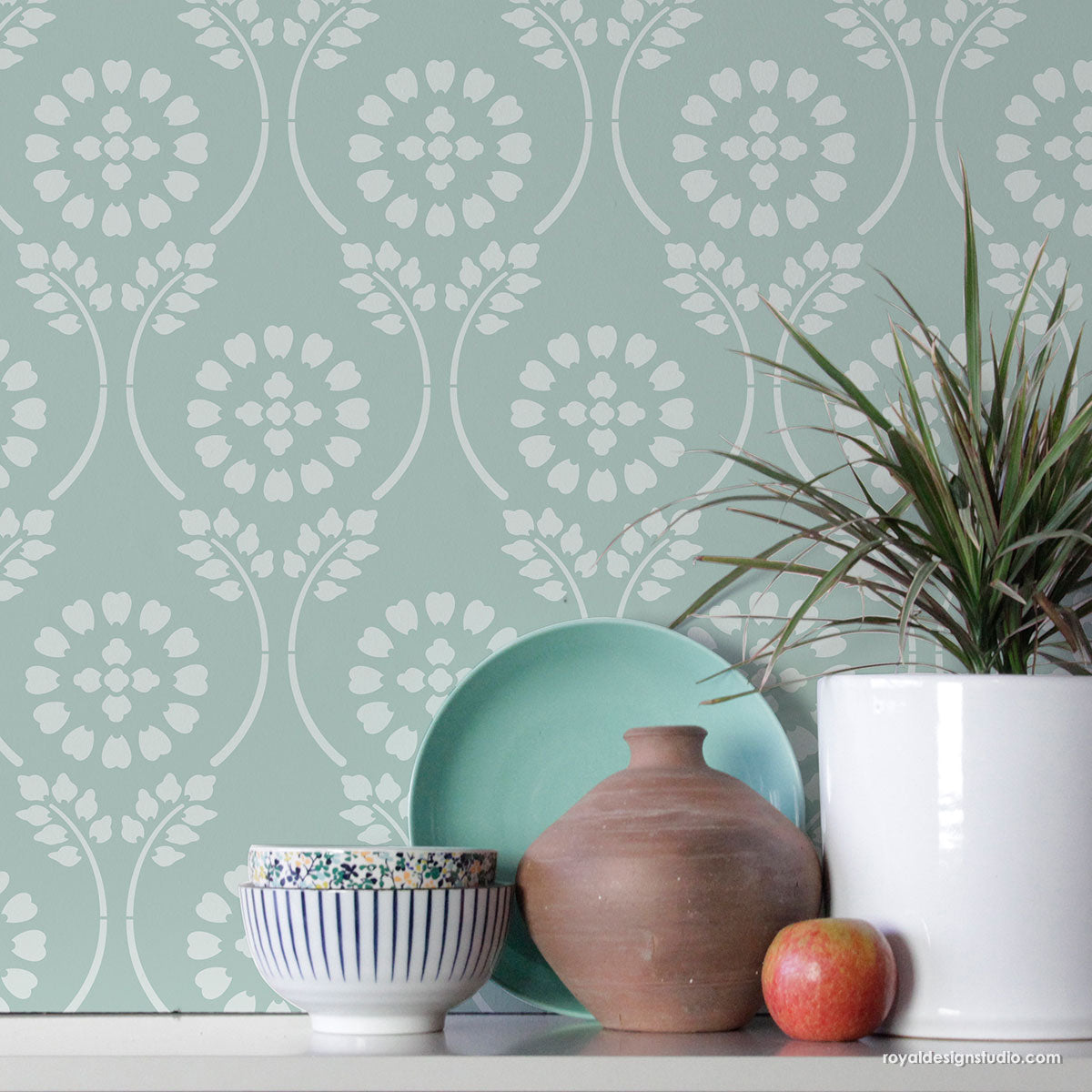 Charlotte Country Floral Trellis Wall Stencil - Reusable DIY Painting Template for Home Decor, Furniture & Craft Projects - Perfect for Bedroom, Nursery, Living Room Accent Walls