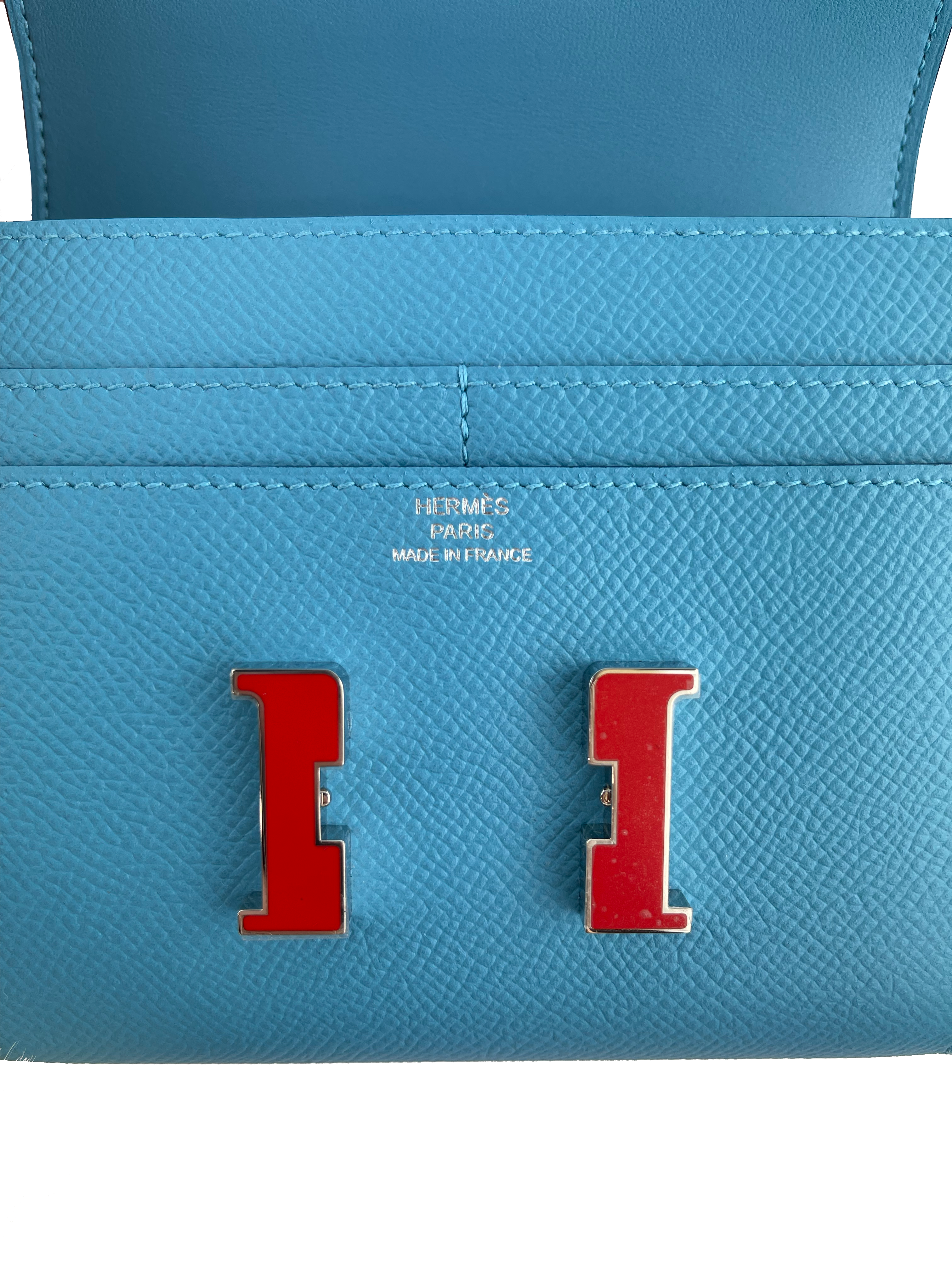 Hermes Light Blue Constance Wallet - Genuine Leather Luxury Wallet for Women | Perfect for Everyday Use, Travel & Special Occasions
