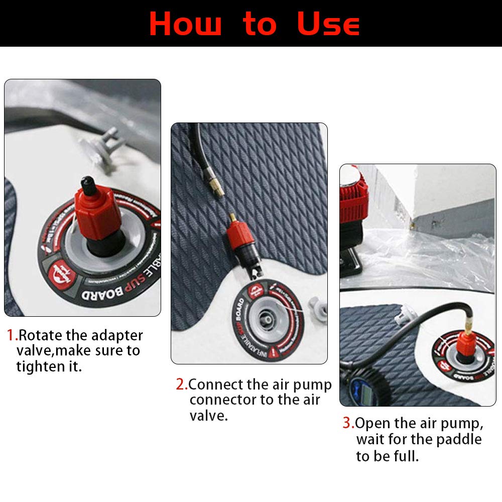 XCOZU 4-Piece Inflatable Kayak Pump Valve Adapter & Nozzle Kit - Compatible with Air Mattresses, Paddle Boards, Inflatable Boats - Perfect for Camping, Beach Trips, and Water Sports