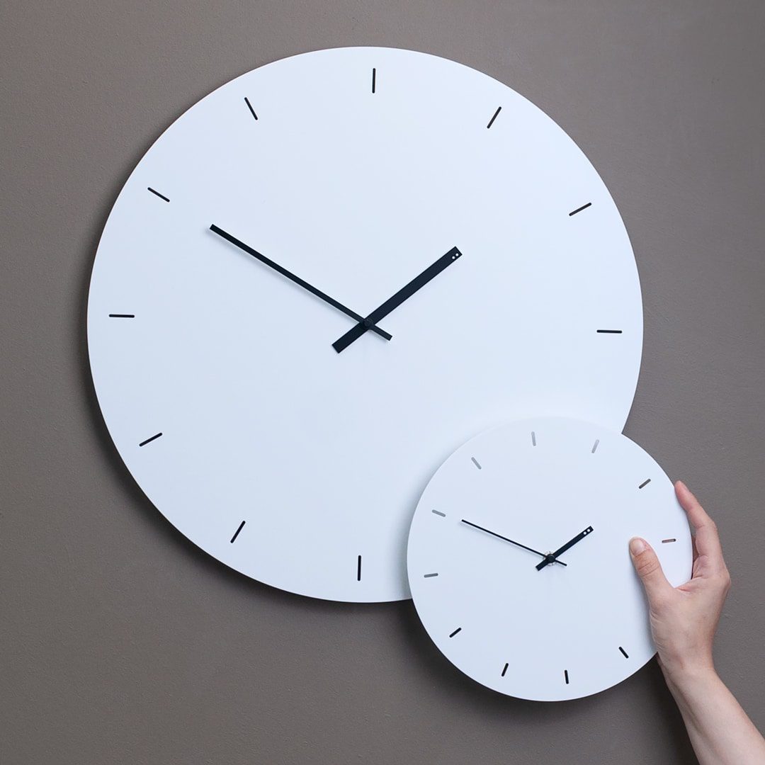 TOO DESIGNS Minimalist White Wall Clock 49cm - Modern Scandinavian Home Decor for Living Room, Bedroom & Office
