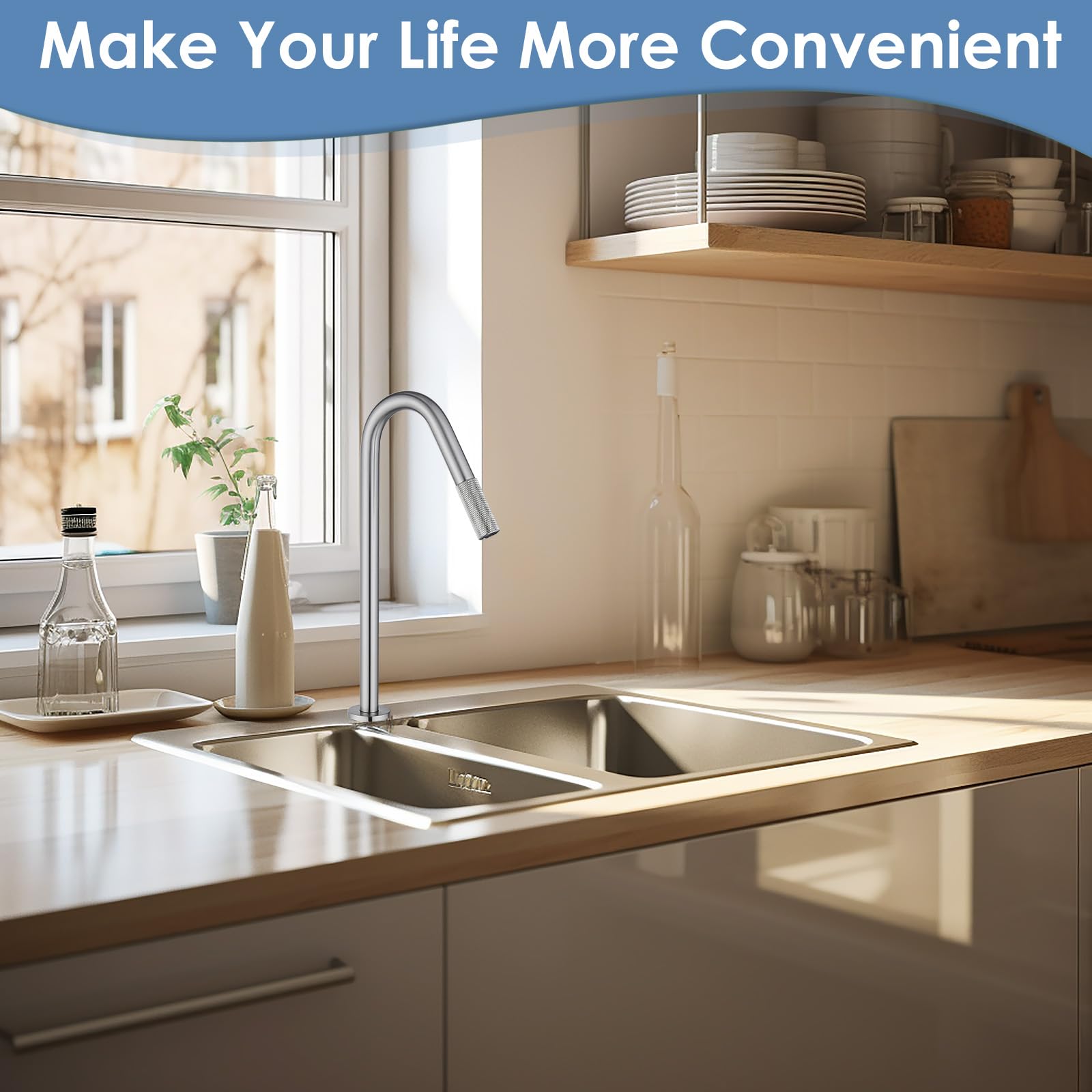 Brushed Nickel RO Faucet for Kitchen Sink - Lead-Free Stainless Steel Reverse Osmosis Drinking Water Faucet | Perfect for Filtered Water Dispensing & Clean Drinking Water