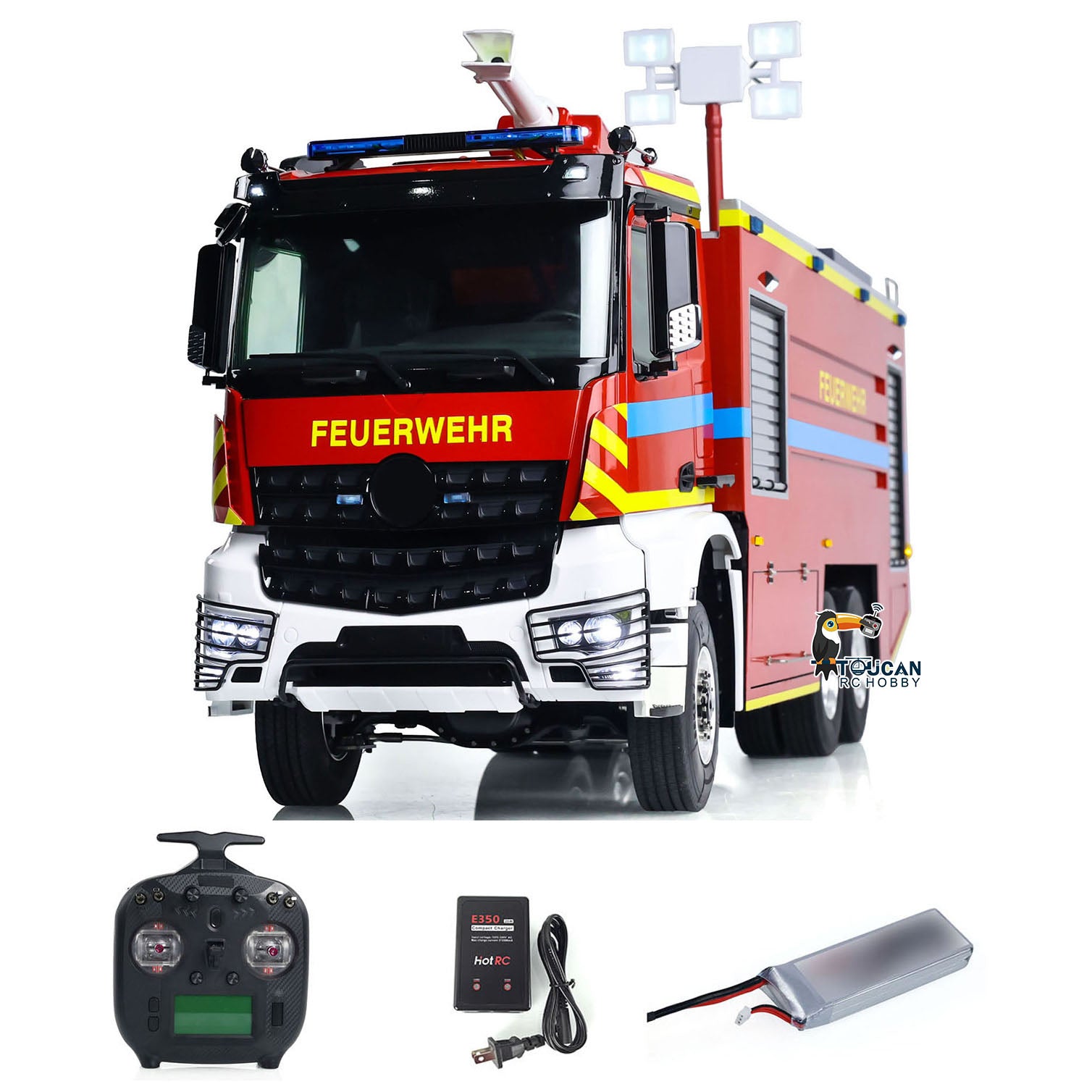 1/14 Scale RC Fire Fighting Truck 6x6 Metal Chassis Remote Control Fire Engine RTR Model Car with 2-Speed Transmission - Ready to Run, Assembled & Painted for Collectors and RC Enthusiasts (Perfect for Emergency Simulation and Off-Road Adventure Play)