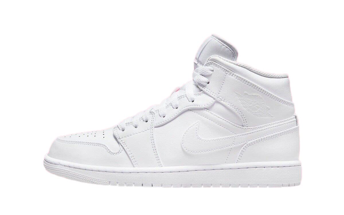 Nike Jordan Men's Air 1 Mid Sneakers - Size 12 White/White-White | Basketball Shoes for Men | Perfect for Streetwear & Casual Wear
