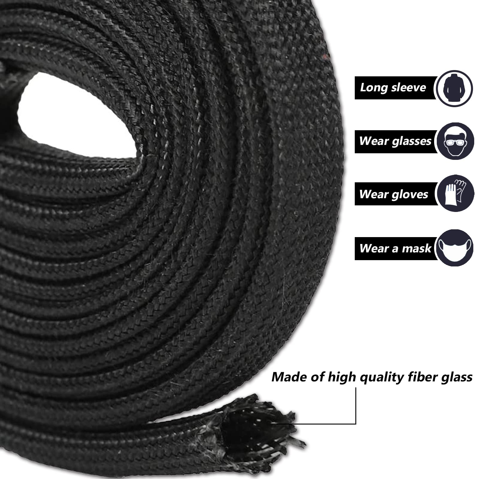 SUPERFASTRACING 5FT Heat Sleeve - Fiberglass Adjustable Heat Shield Sleeve for Car Wires (5 Feet x 6mm/1/4