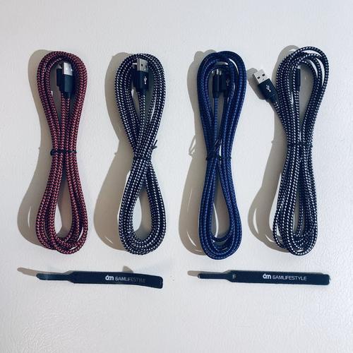 4-Pack Durable Nylon Braided 10ft Micro USB Charging Cable for PS4 Controller - Fast Charging & Data Sync - Perfect for Gaming, Home Entertainment & Office Use