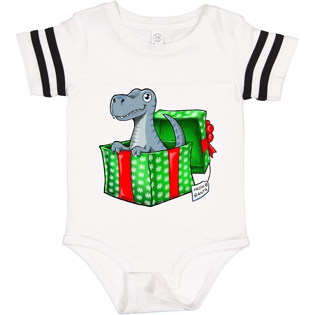 Inktastic Christmas Dinosaur Baby Bodysuit - Cute Holiday Outfit for Infants & Toddlers - Perfect for Family Photos, Santa Visits & Christmas Morning