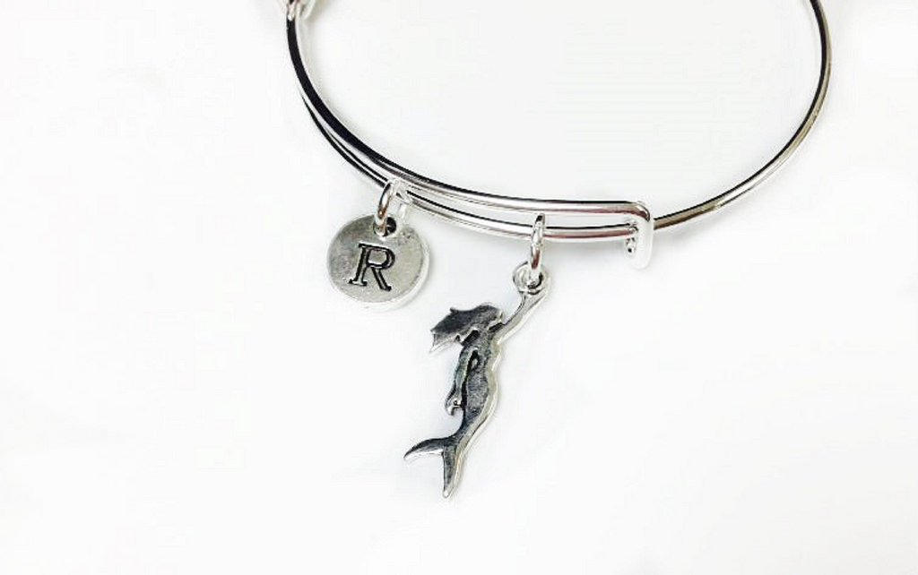 Personalized Initial Expandable Mermaid Bracelet for Women - Custom Name Bangle Jewelry Gift for Birthday, Anniversary & Special Occasions