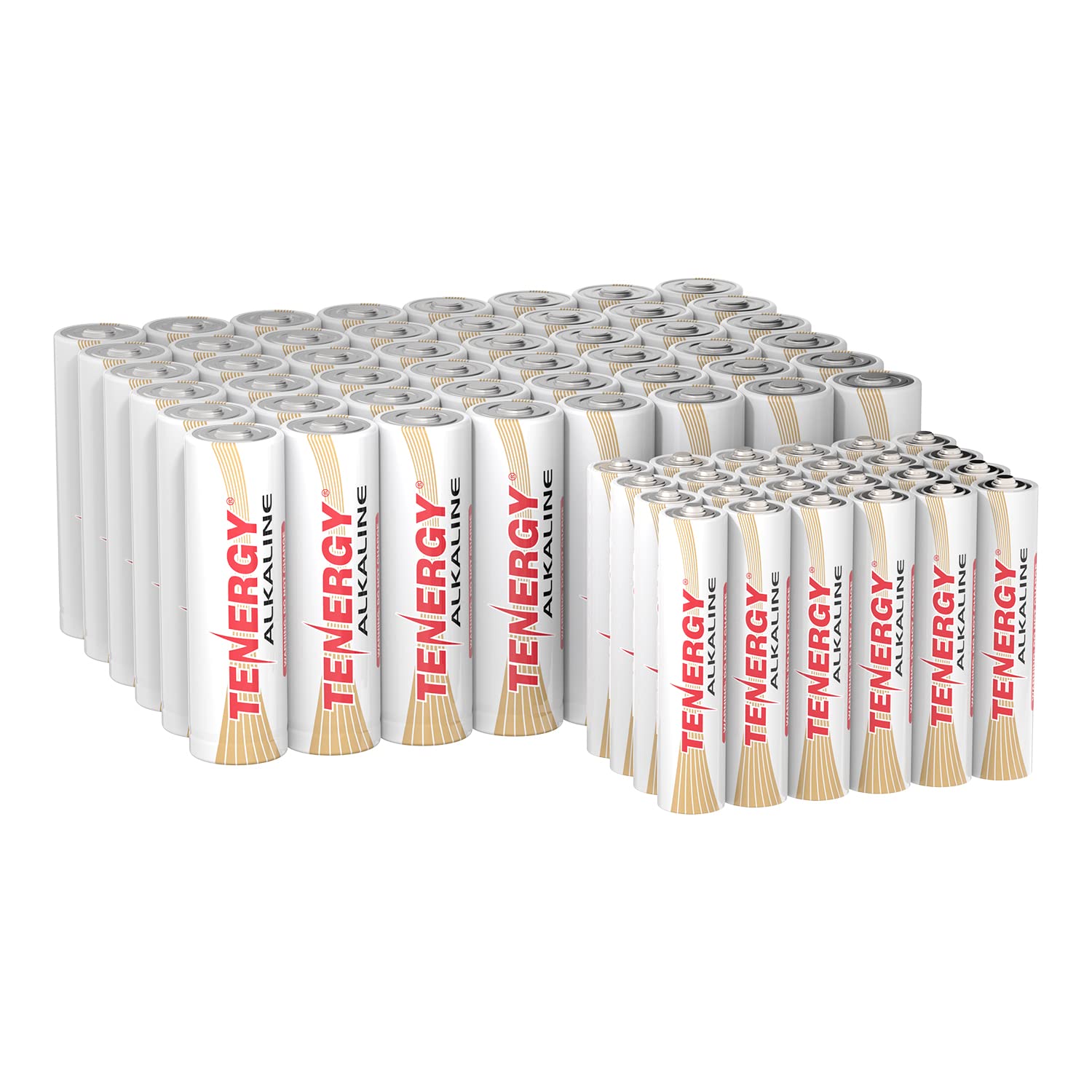 Tenergy 48-Pack AA & 24-Pack AAA 1.5V Alkaline Batteries - High Performance Non-Rechargeable Batteries for Household Electronics, Toys, Clocks, Remote Controls - Perfect for Everyday Use in Home, Office & Emergency Kits