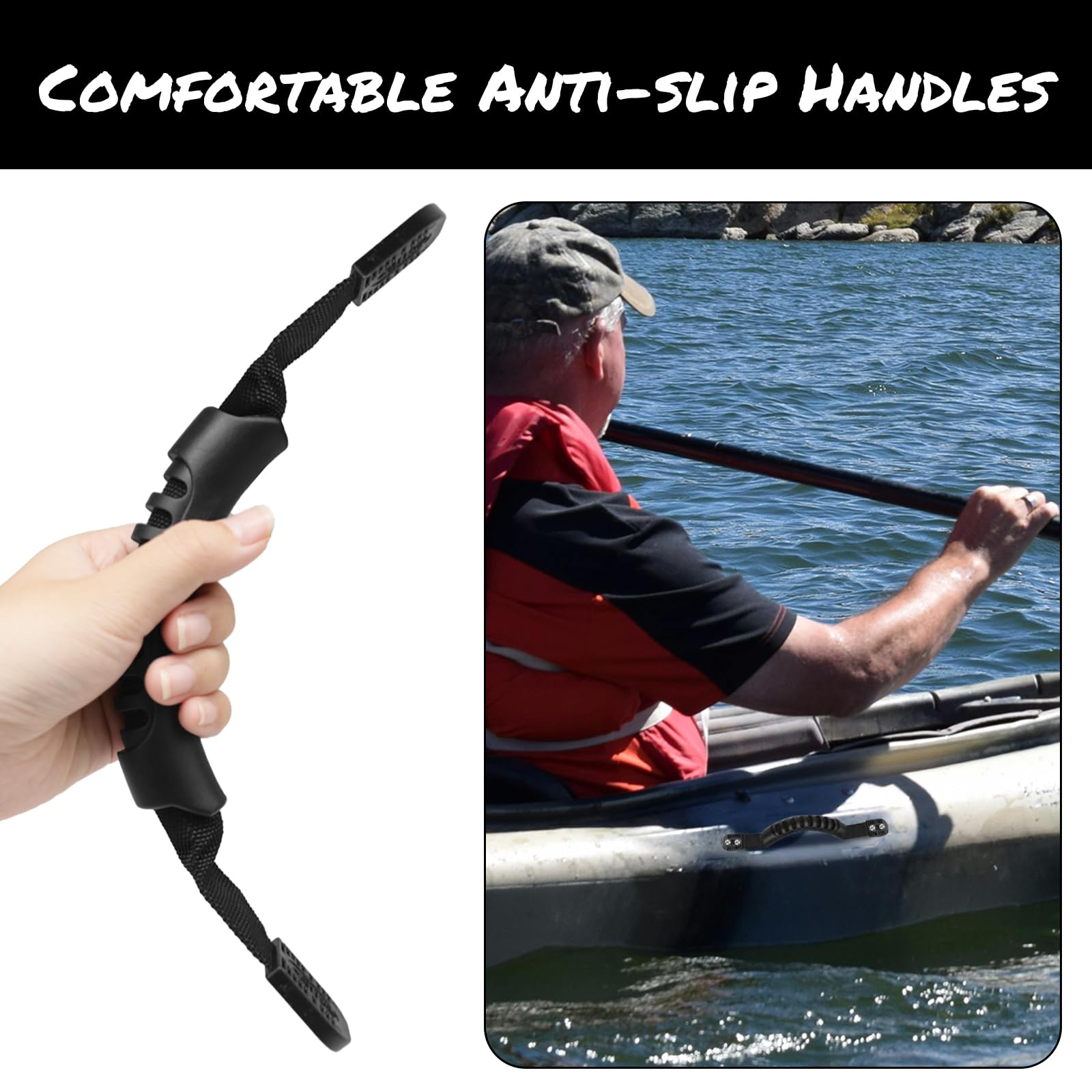 4PCS Kayak Carry Handles with 6 C-Shaped Buckles - Durable Kayak Replacement Handles for Easy Transport - Lifetime Kayak Accessories - Perfect for Kayaking, Fishing & Water Sports Adventures
