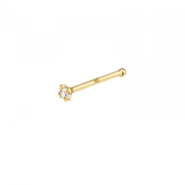 14K Gold Prong Nose Stud - Hypoallergenic Nose Ring for Sensitive Skin | Perfect for Everyday Wear, Parties & Special Occasions