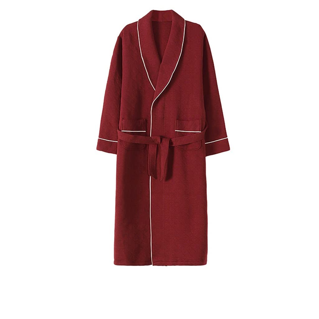 Premium Cotton Bathrobe for Men - Soft & Absorbent Hotel Style Robe, Lounge Sleepwear, Dressing Gown - Perfect for Spa, Home Relaxation & Travel (Color: A, Size: L)