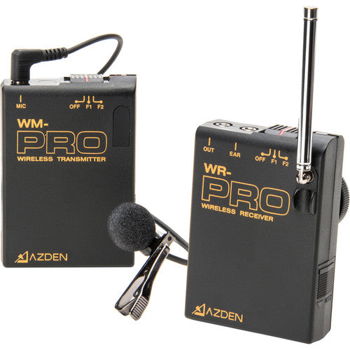 Azden WLX PRO+i VHF Wireless Lavalier Microphone System for Cameras & Mobile Devices (F1/F2 Frequencies) - Professional Audio for Filmmaking, Interviews & Live Streaming