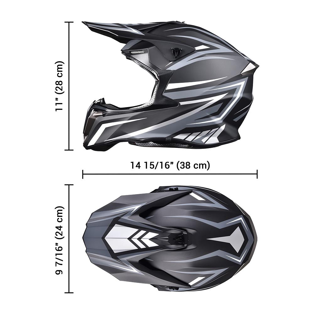 TheLAShop Black DOT Full Face Offroad Helmet for Adults - MX ATV Dirt Bike Motorcycle Safety Gear (Sizes S-XL) - Perfect for Motocross, Trail Riding & Extreme Sports