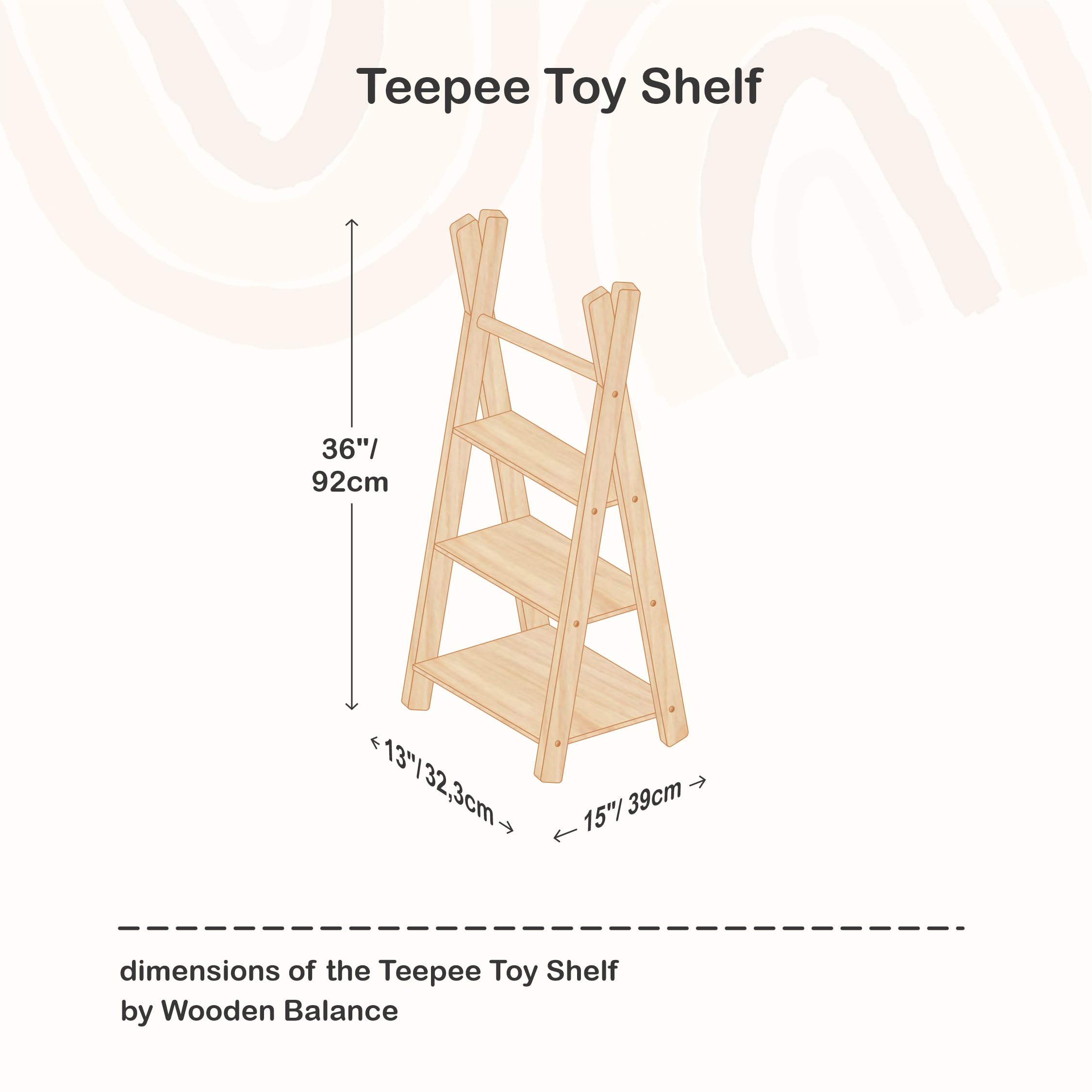Montessori Toy Storage & Wooden Clothing Rack - Kids Wardrobe Organizer, Nursery Shelf, Teepee Toy Shelf - Natural Wood Nursery Furniture for Bedroom & Playroom Organization