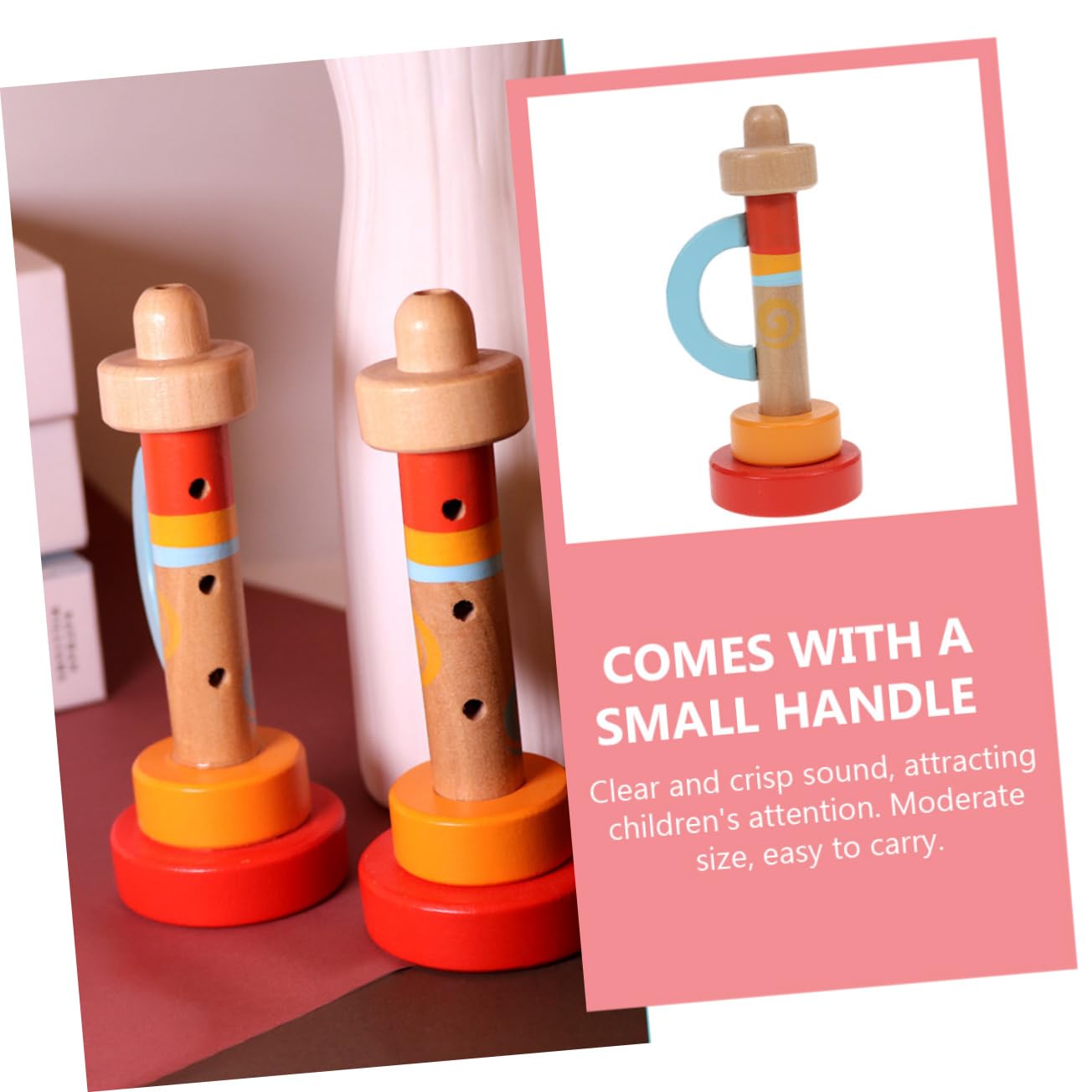 WESIEVYA Wooden Trumpet Toy for Babies & Toddlers - Educational Musical Instrument, Mini Trumpet for Kids - Perfect for Early Learning, Music Play & Pretend Band Performances