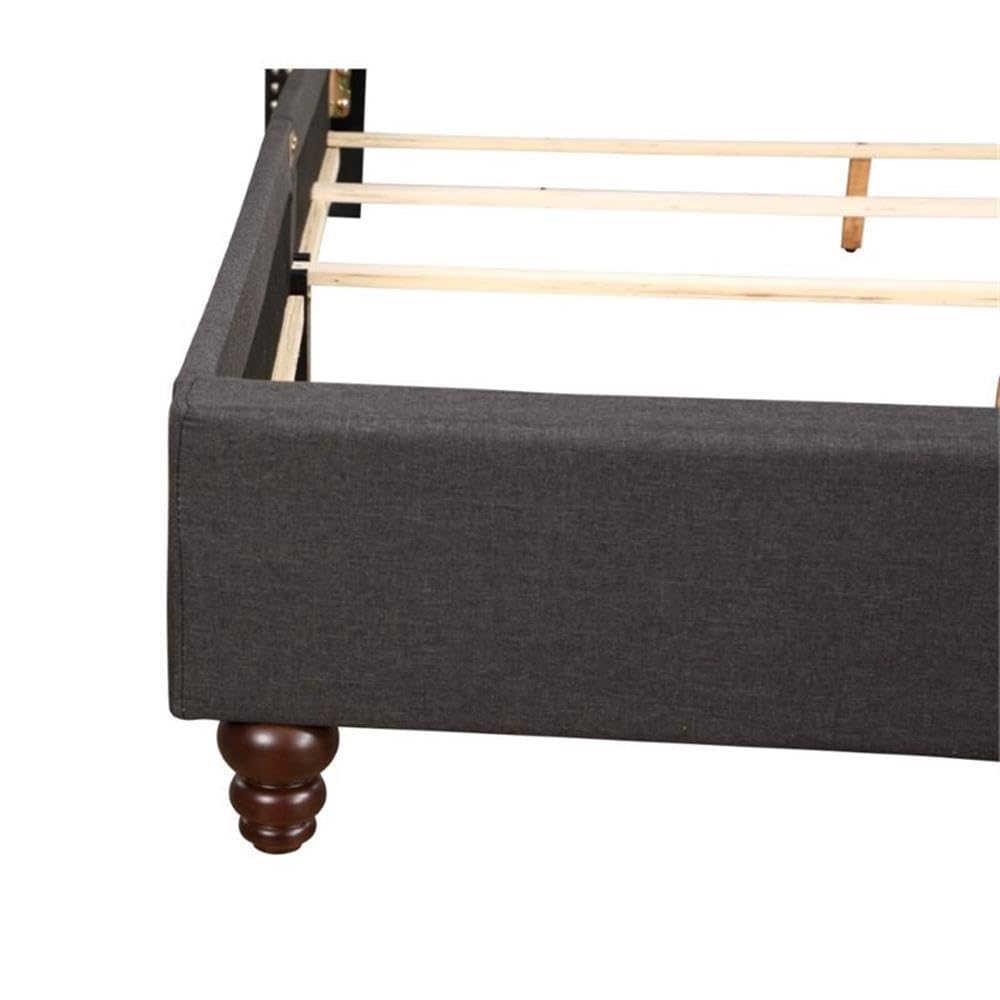 Glory Furniture Julie Fabric Upholstered Queen Size Bed Frame in Black - Modern Bedroom Furniture for Master Bedroom & Guest Room