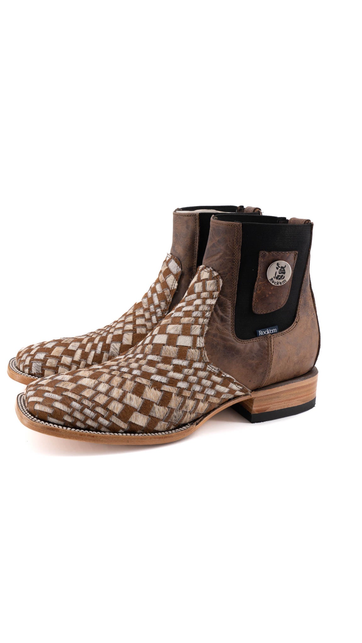 Men's Genuine Cowhide Leather Boots Size 8.5 - Square Toe Western Style Boots for Men | Durable & Comfortable Cowboy Boots for Riding, Work & Casual Wear