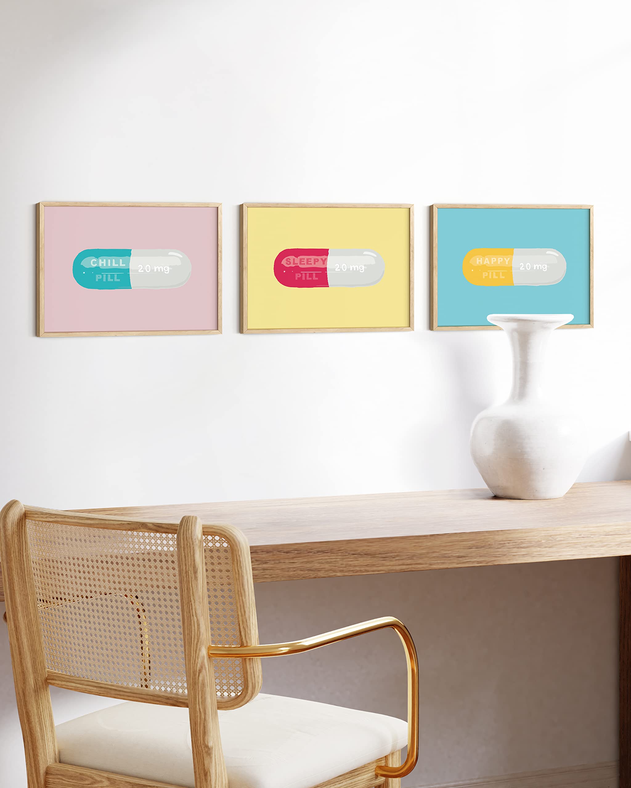HAUS AND HUES Pop Art Wall Decor - 16x20 Beige Framed Aesthetic Print for Teen Girls Bedroom | Modern Room Decor, Trendy Teen Wall Art | Perfect for Dorm Rooms, Bedroom Makeovers & Gift Ideas